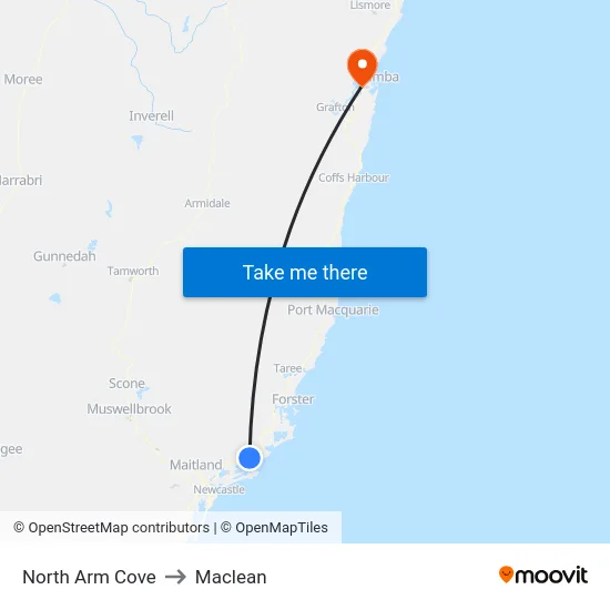 North Arm Cove to Maclean map