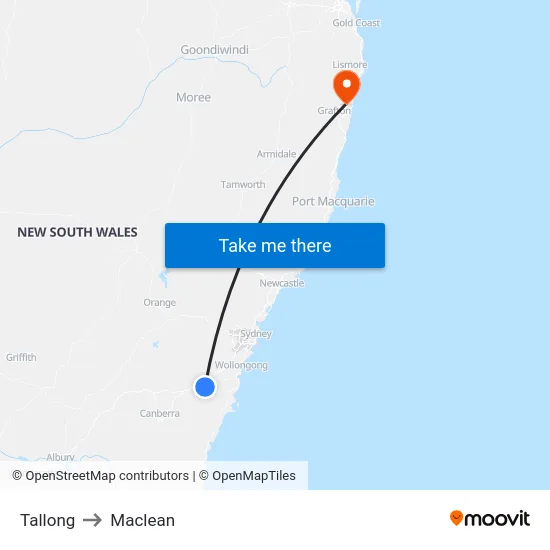 Tallong to Maclean map