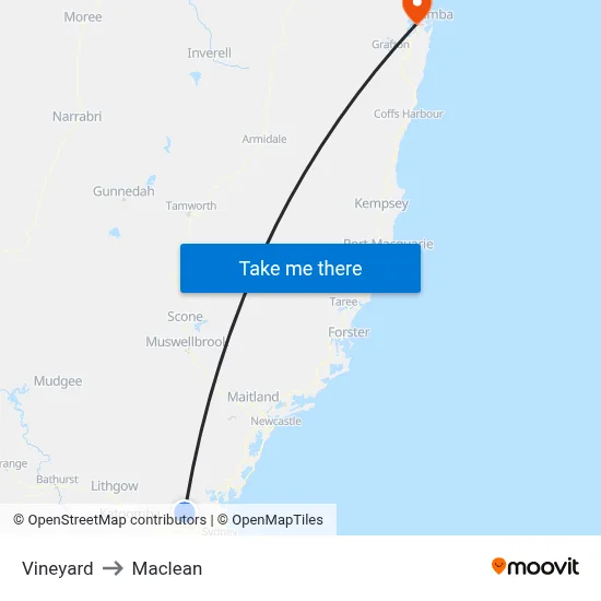 Vineyard to Maclean map