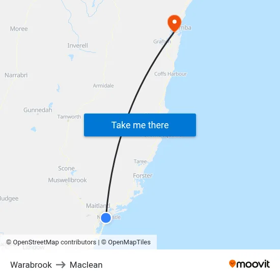Warabrook to Maclean map