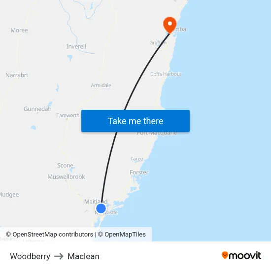 Woodberry to Maclean map