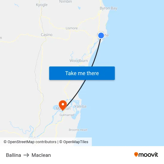 Ballina to Maclean map