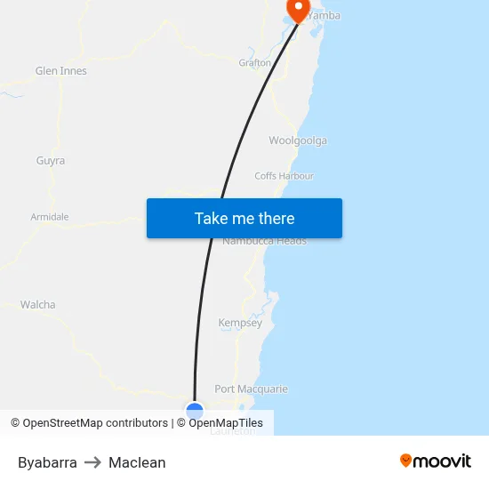 Byabarra to Maclean map