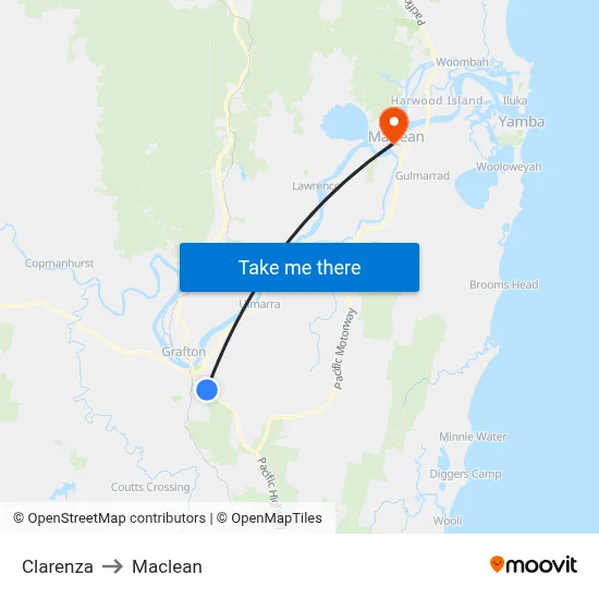 Clarenza to Maclean map