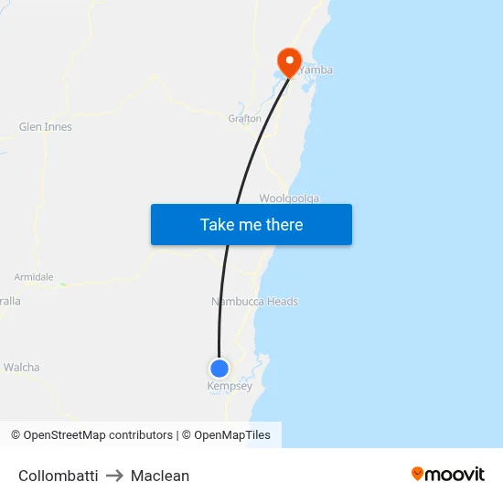 Collombatti to Maclean map