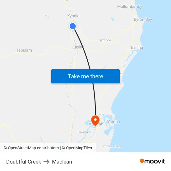 Doubtful Creek to Maclean map