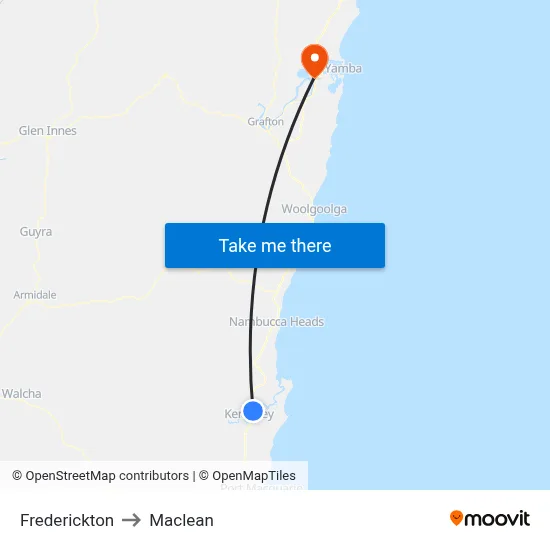 Frederickton to Maclean map