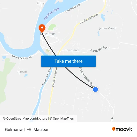 Gulmarrad to Maclean map