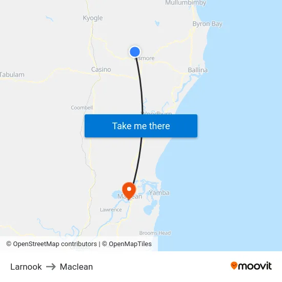 Larnook to Maclean map