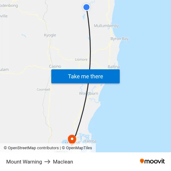 Mount Warning to Maclean map