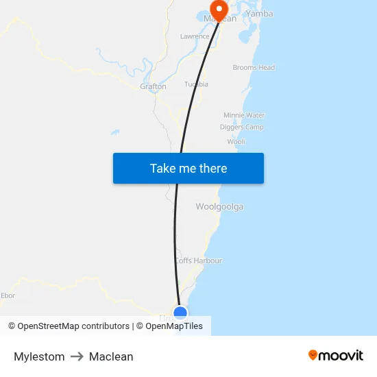Mylestom to Maclean map