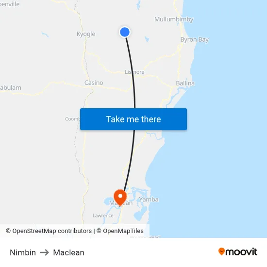 Nimbin to Maclean map