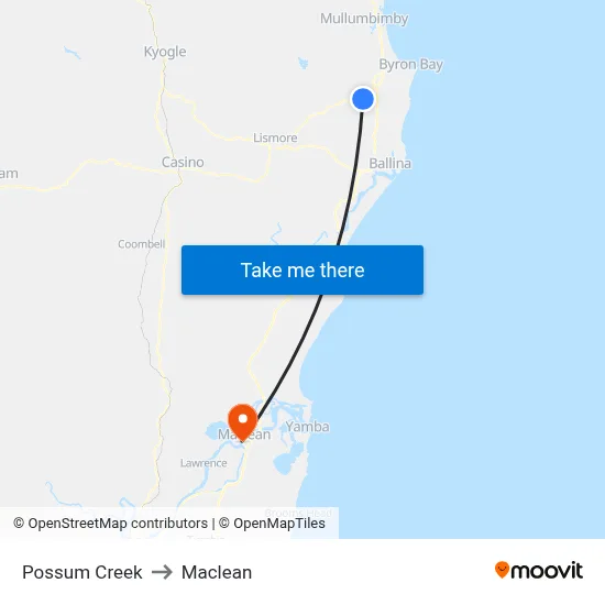Possum Creek to Maclean map