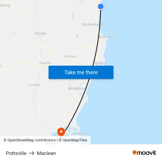 Pottsville to Maclean map