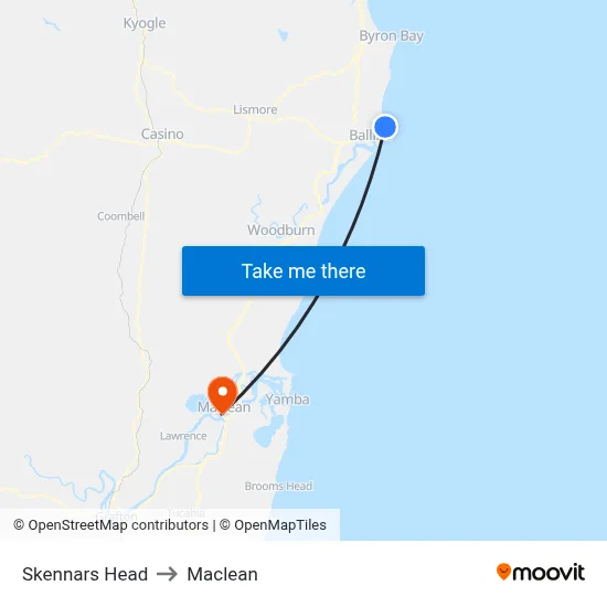 Skennars Head to Maclean map