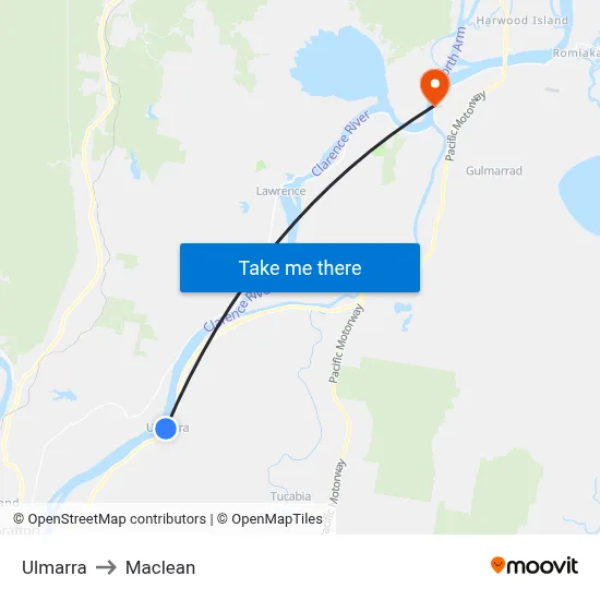 Ulmarra to Maclean map