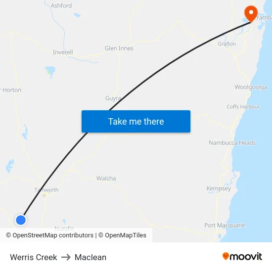 Werris Creek to Maclean map