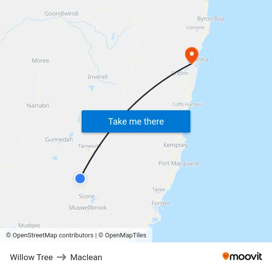 Willow Tree to Maclean map