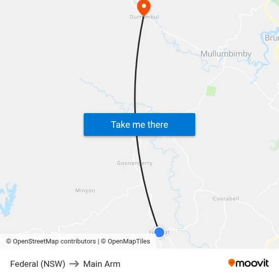 Federal (NSW) to Main Arm map