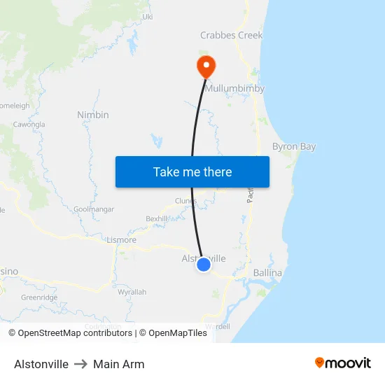 Alstonville to Main Arm map