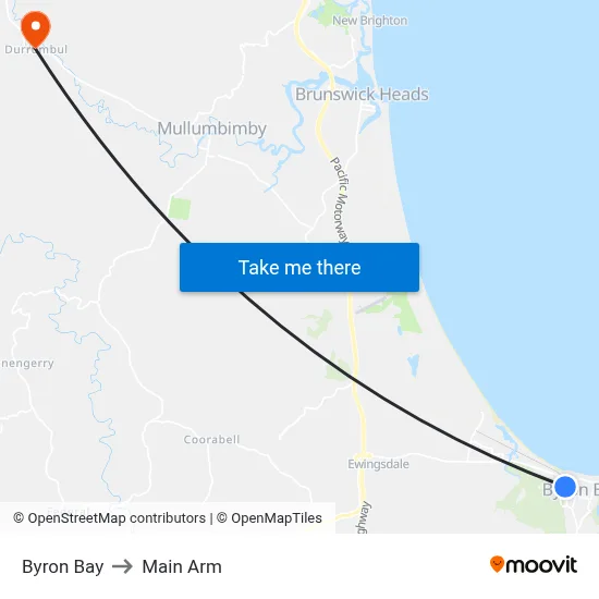 Byron Bay to Main Arm map