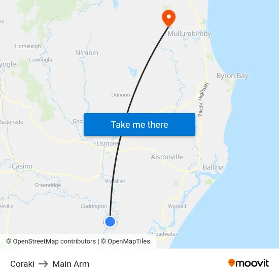 Coraki to Main Arm map