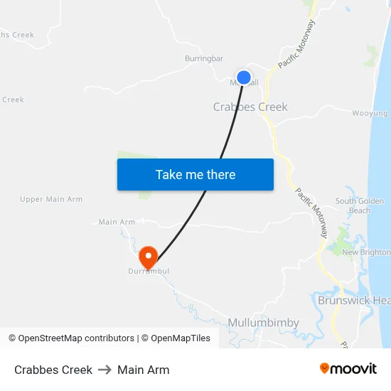 Crabbes Creek to Main Arm map