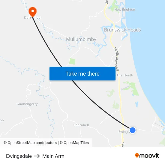 Ewingsdale to Main Arm map