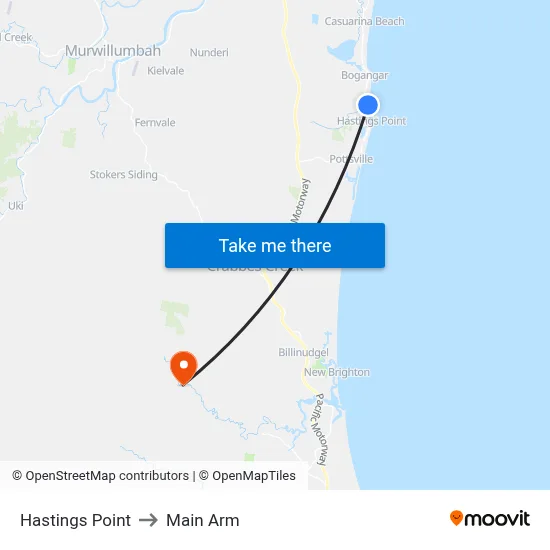 Hastings Point to Main Arm map