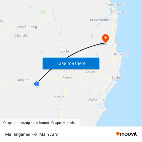 Mallanganee to Main Arm map