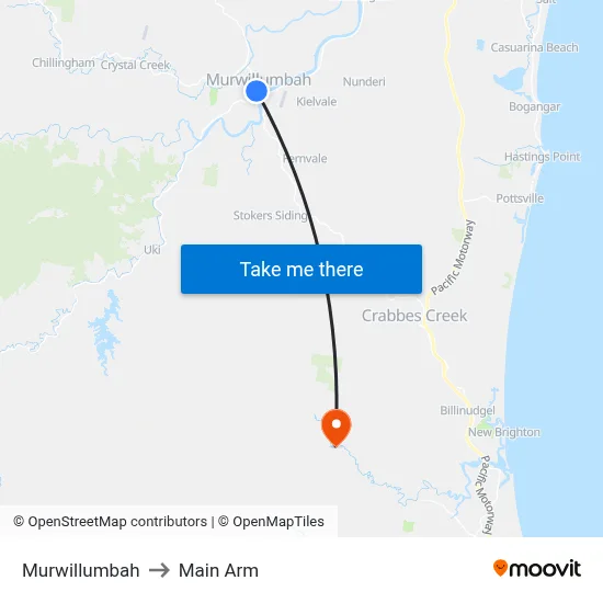 Murwillumbah to Main Arm map