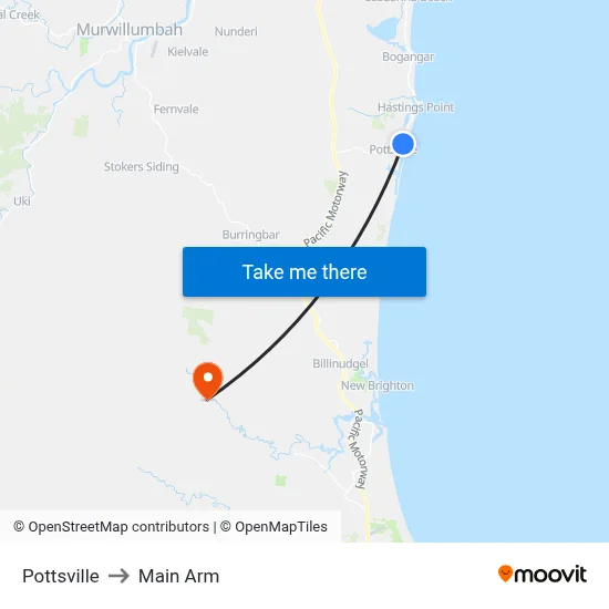 Pottsville to Main Arm map