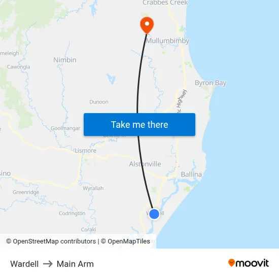 Wardell to Main Arm map