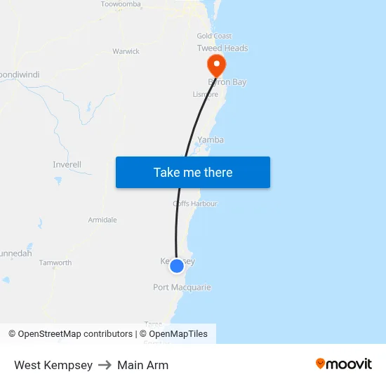 West Kempsey to Main Arm map