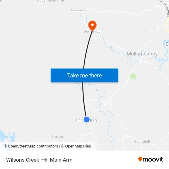 Wilsons Creek to Main Arm map