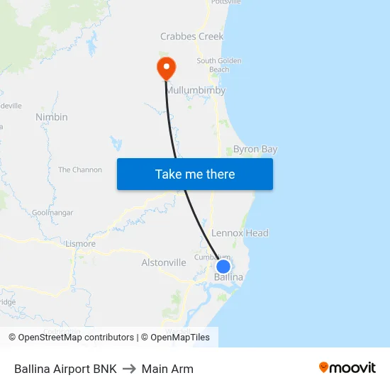 Ballina Airport BNK to Main Arm map