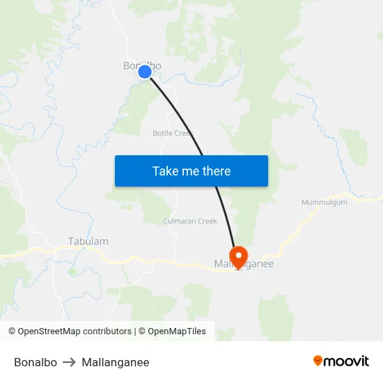 Bonalbo to Mallanganee map