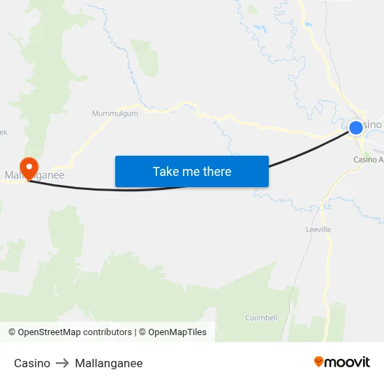 Casino to Mallanganee map