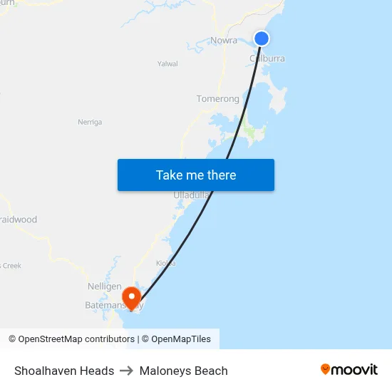 Shoalhaven Heads to Maloneys Beach map