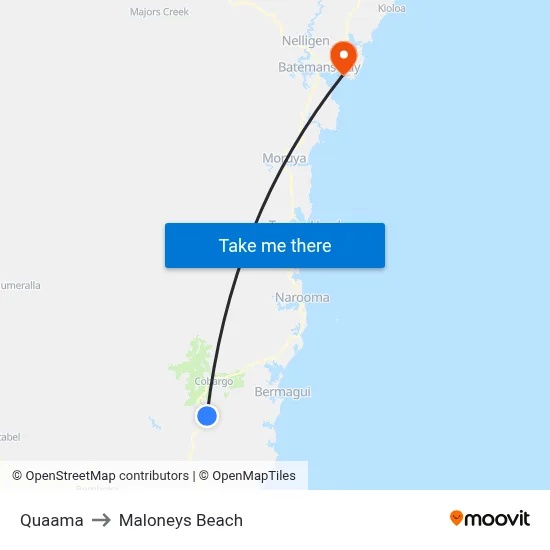 Quaama to Maloneys Beach map