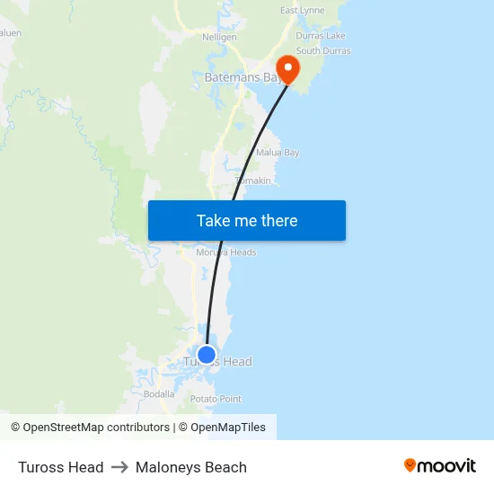 Tuross Head to Maloneys Beach map
