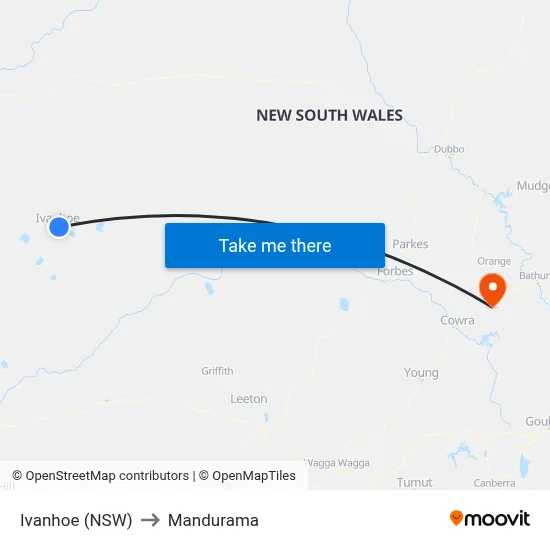Ivanhoe (NSW) to Mandurama map