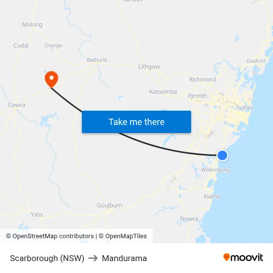 Scarborough (NSW) to Mandurama map