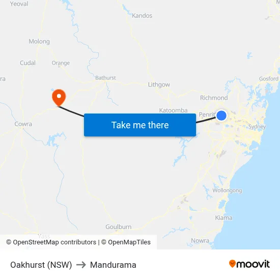 Oakhurst (NSW) to Mandurama map