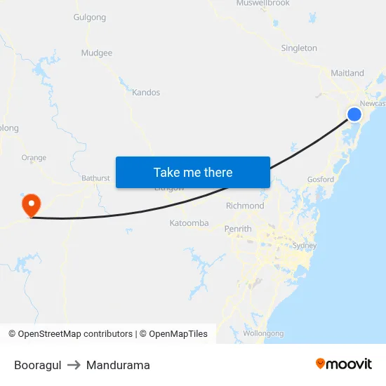 Booragul to Mandurama map