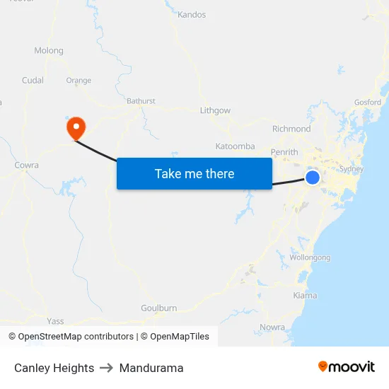 Canley Heights to Mandurama map
