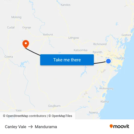 Canley Vale to Mandurama map