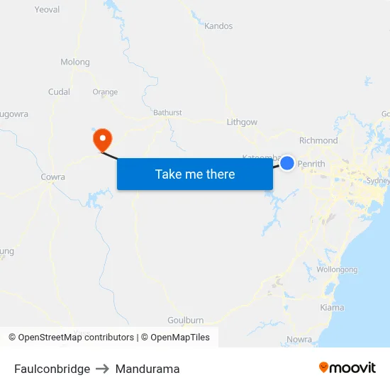 Faulconbridge to Mandurama map