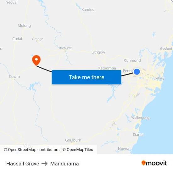 Hassall Grove to Mandurama map
