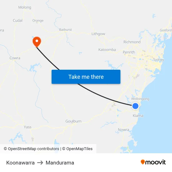 Koonawarra to Mandurama map